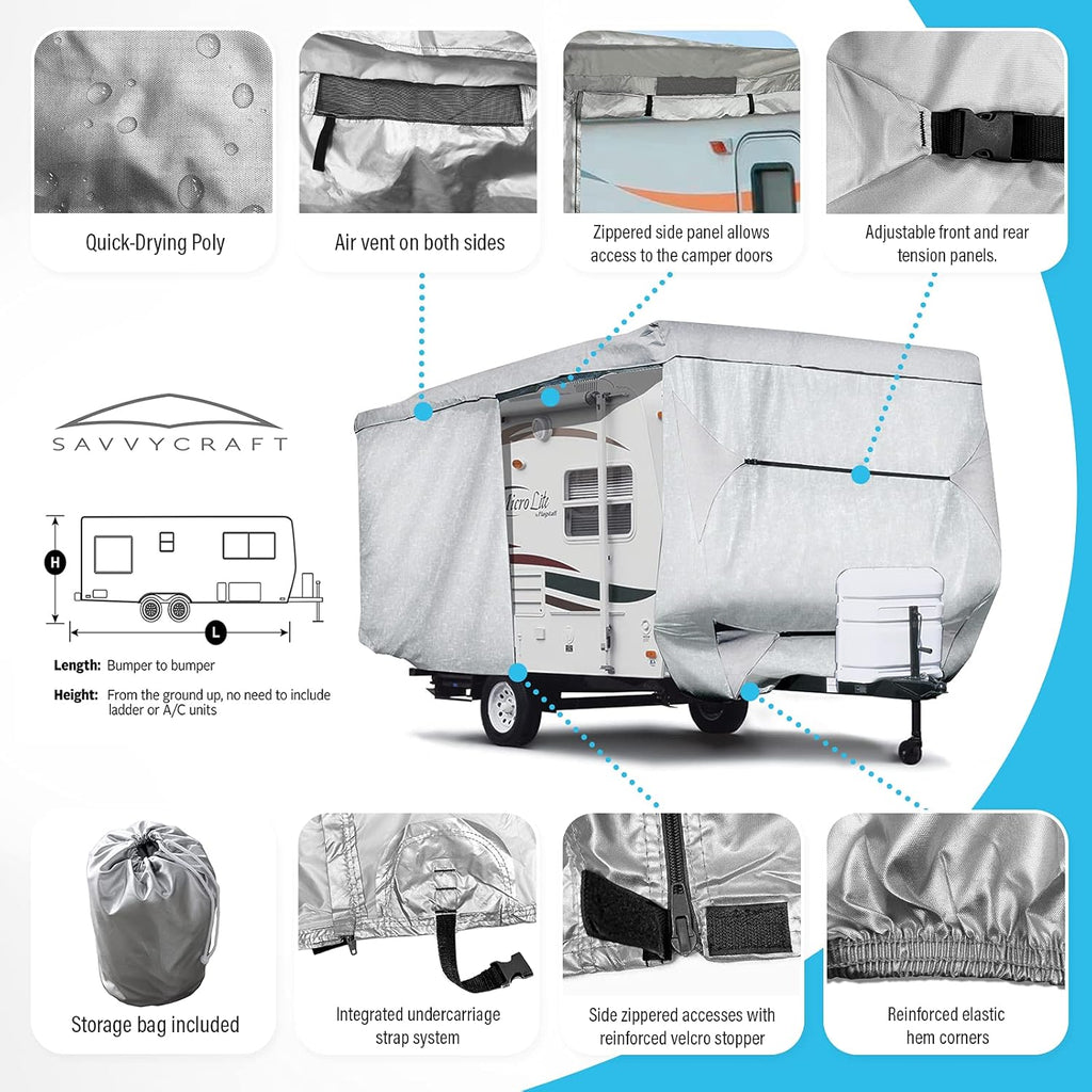 28'-30'L Travel Trailer RV Cover with Access Panels H2662