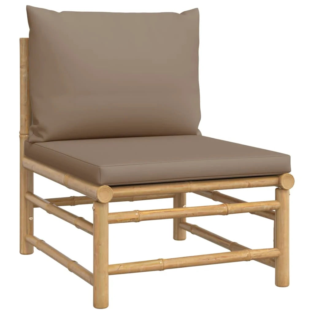 Bamboo Patio Sofa with Taupe Cushions L9465