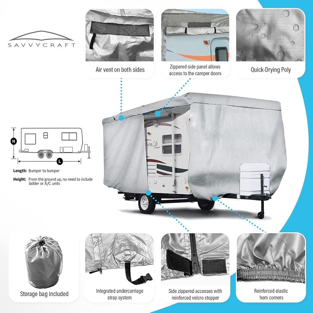 28'-30'L Travel Trailer RV Cover with Access Panels H2662