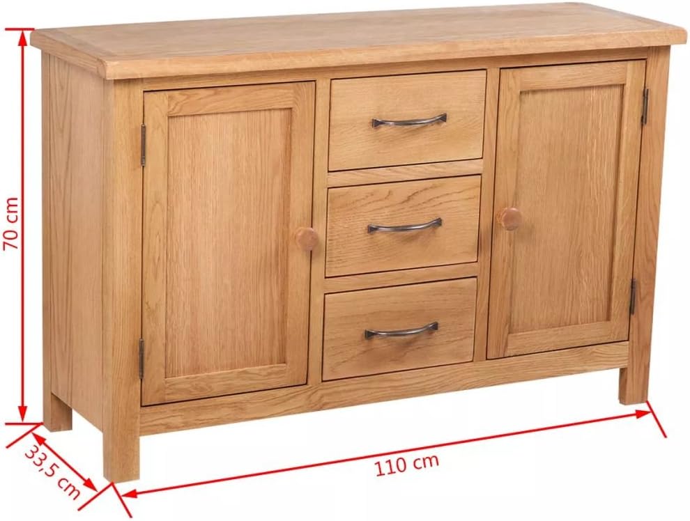 Oak Wooden Sideboard with 3 Drawers and 2 Cupboards Storage Cabinet X26753