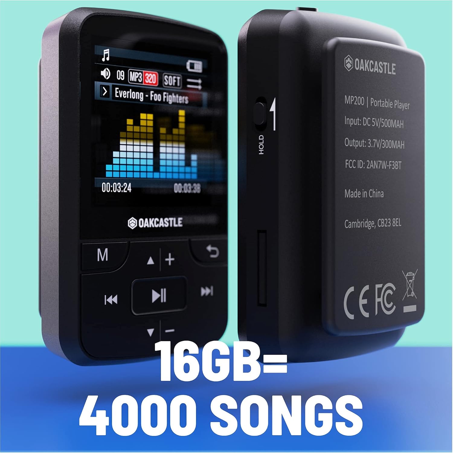 16GB MP3 Player with Bluetooth, FM Radio, Micro SD Slot, Pack of 2 F703