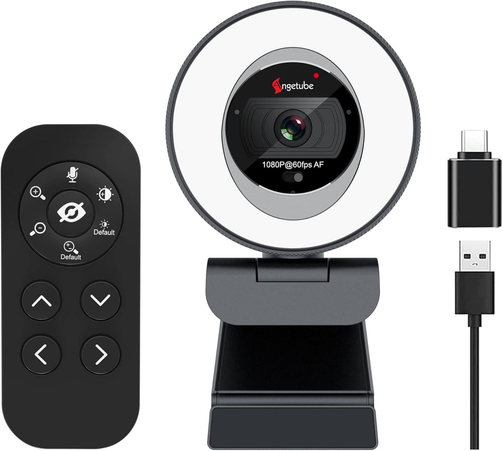 60FPS 1080P Streaming Webcam with Ring Light and Privacy Cover M5685