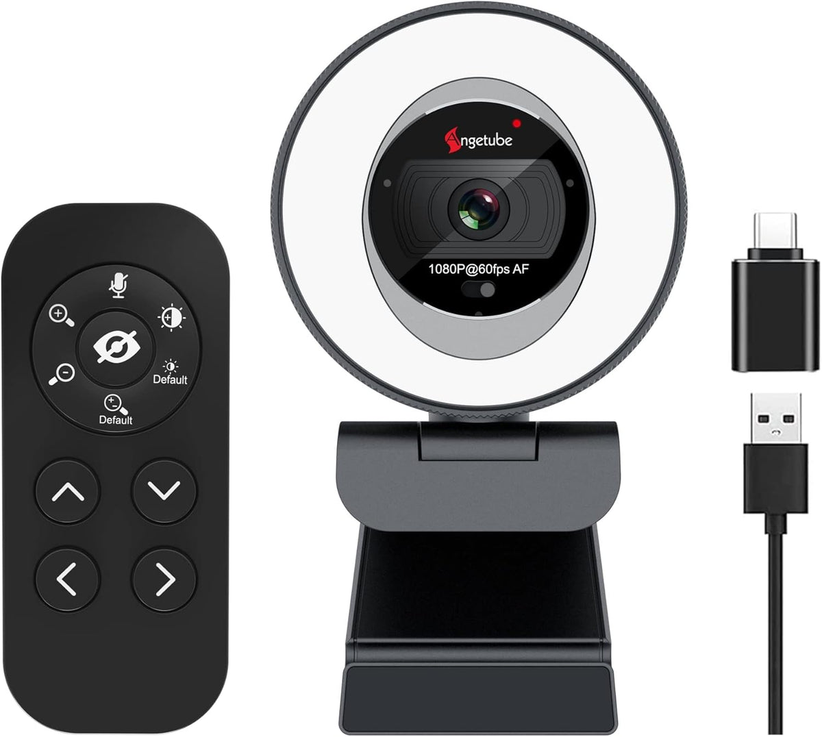 60FPS 1080P Streaming Webcam with Ring Light and Privacy Cover M5685