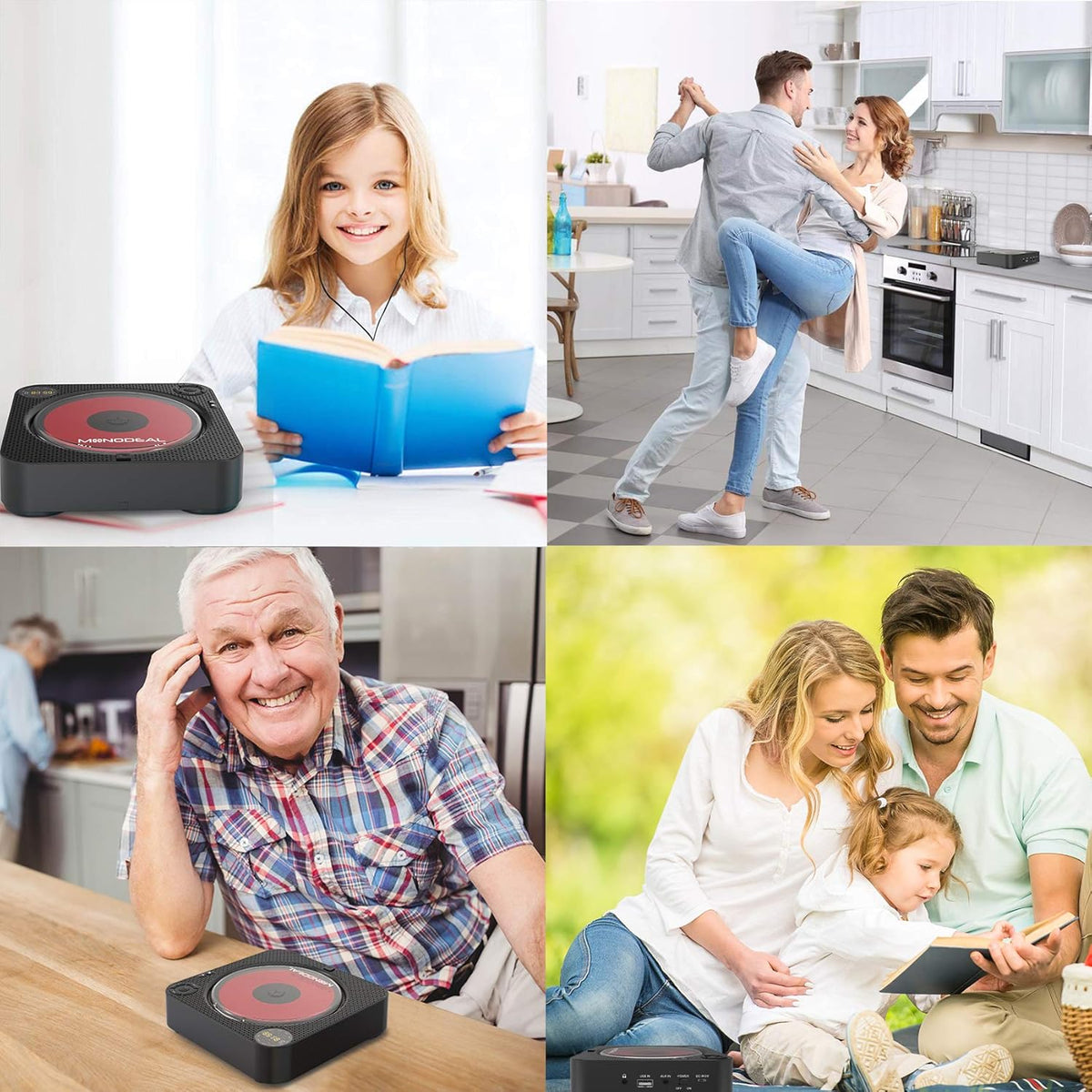 CD Player with Bluetooth, Portable Rechargeable, Built-in Speakers, Remote Control, Built-in FM Radio B43426