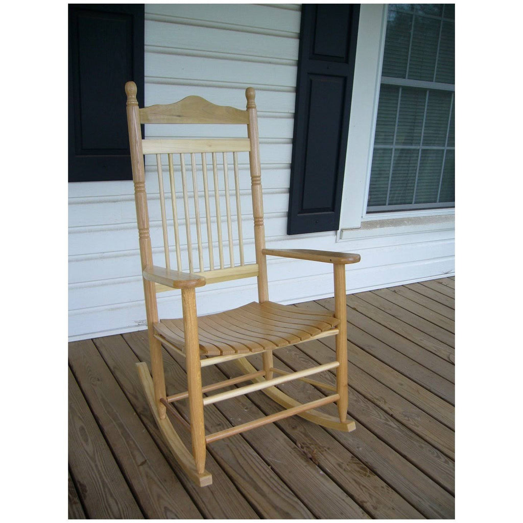 Coastal Peach Orange Wood Rocking Chair W114