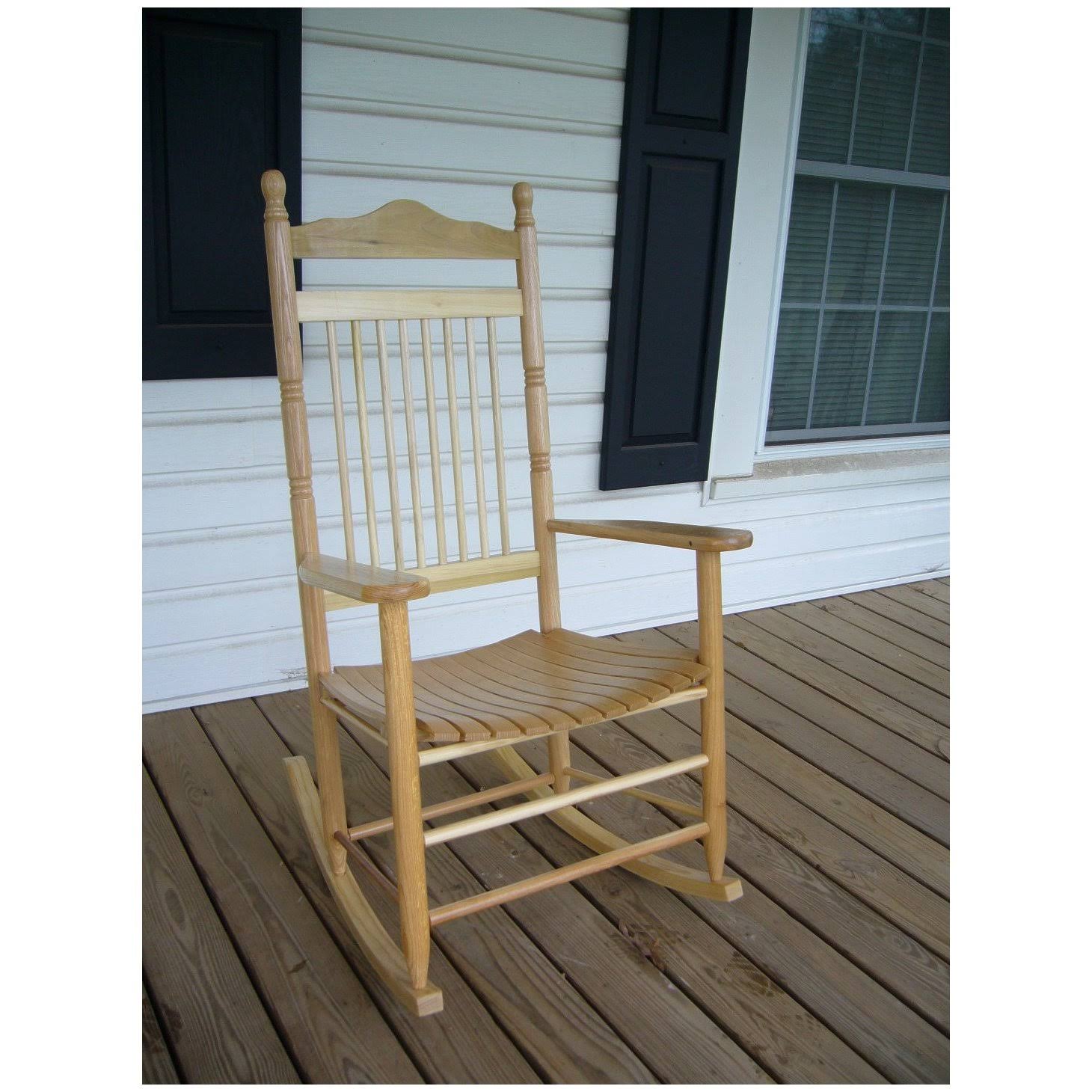 Coastal Peach Orange Wood Rocking Chair W114