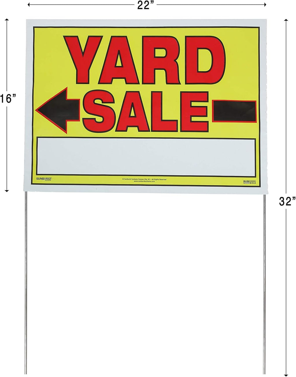 Yard Sale Sign with U-Stake, 32" H x 26" W, Yellow and Red, 10 Count Pack of 2 N681721