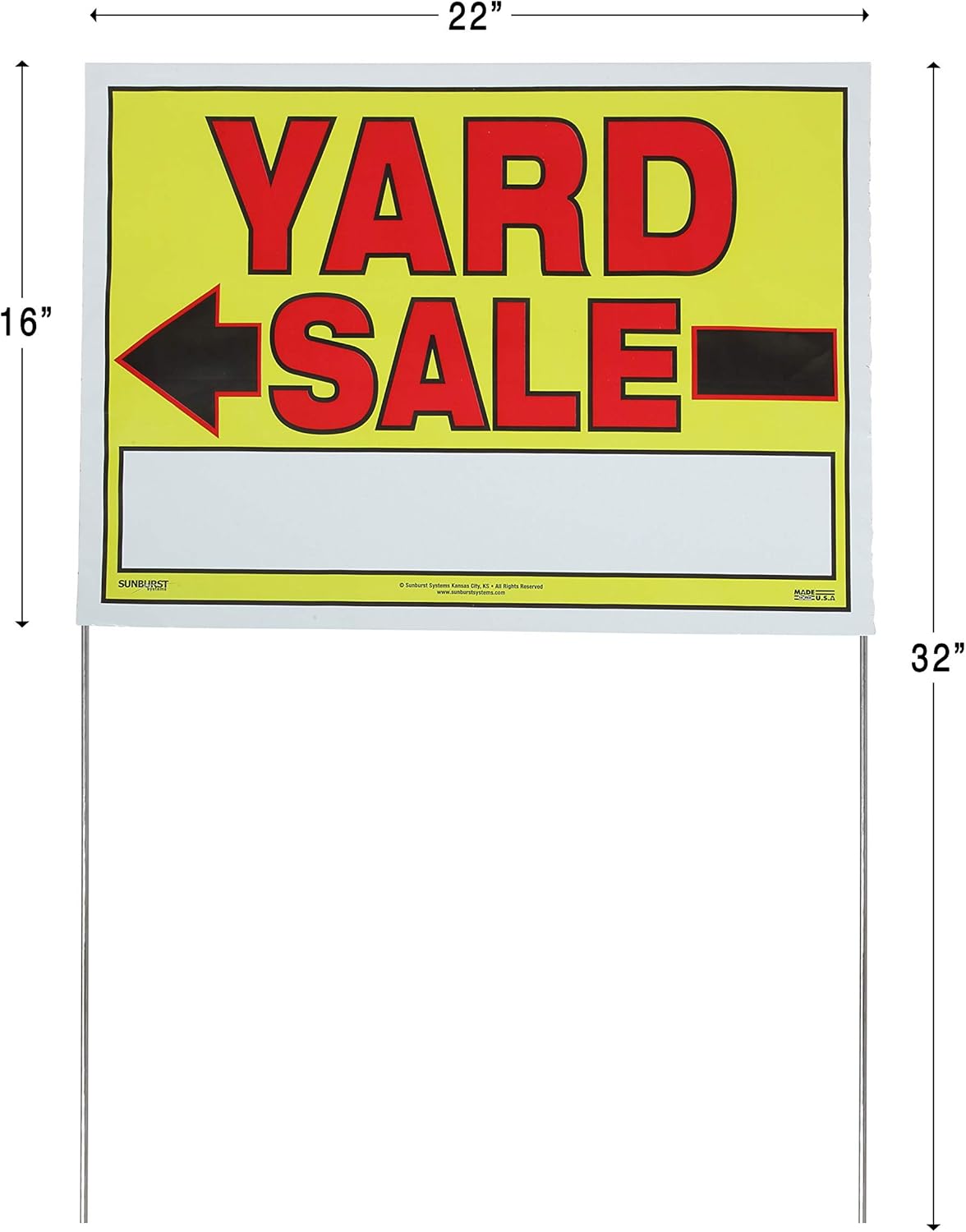 Yard Sale Sign with U-Stake, 32" H x 26" W, Yellow and Red, 10 Count Pack of 2 N681721