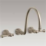 Brushed Bronze Wall Mount Faucet Trim with Traditional Lever Handles and 12x22 Spout M9155