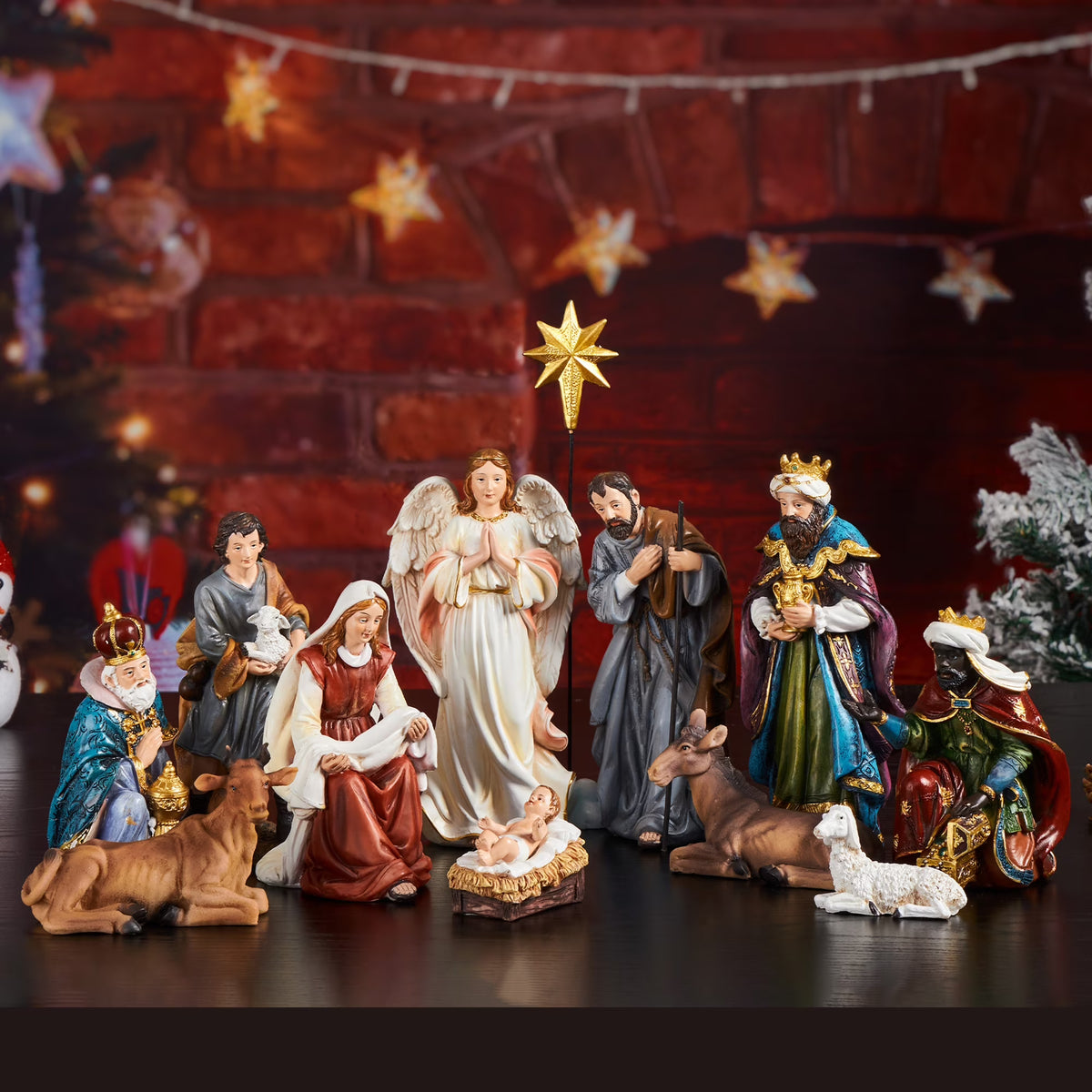 13 Pieces Resin Nativity Scene Set H4429