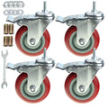 4 Pack 4 Inch Dual Locking Swivel Caster Wheels with M8-1.25x25mm Stem S615
