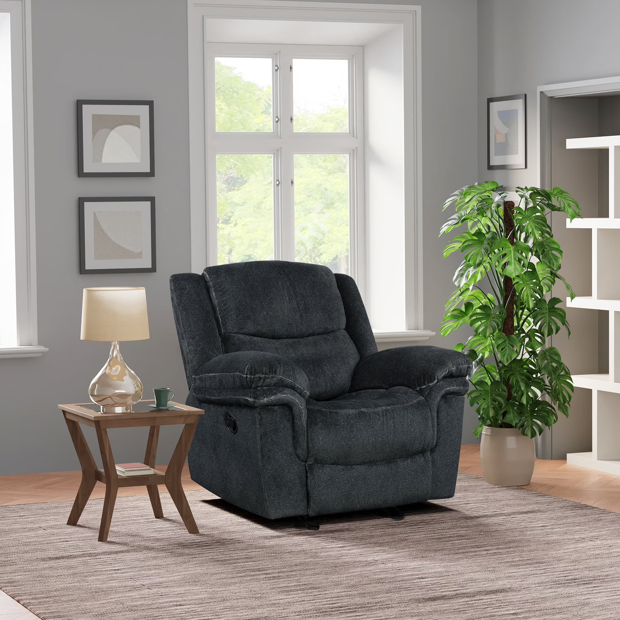 Dark Blue Manual Reclining Sofa W25920