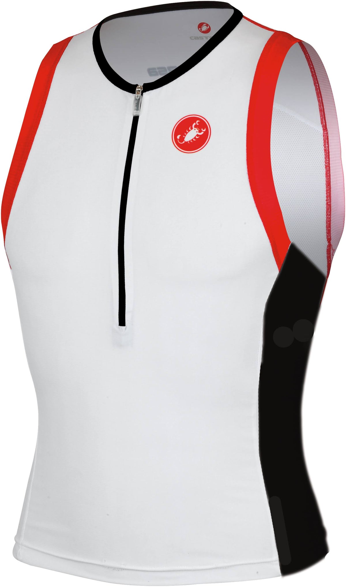 White/Black/Red Sleeveless Tri Top P82684