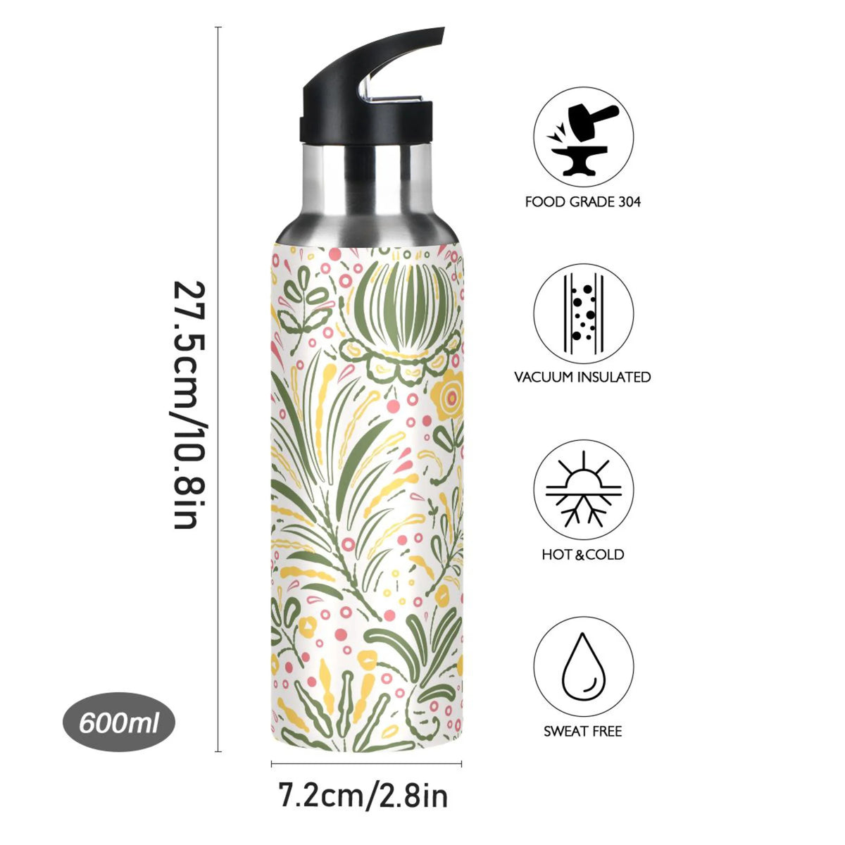Stainless Steel Insulated Water Bottle with Straw Lid Y826