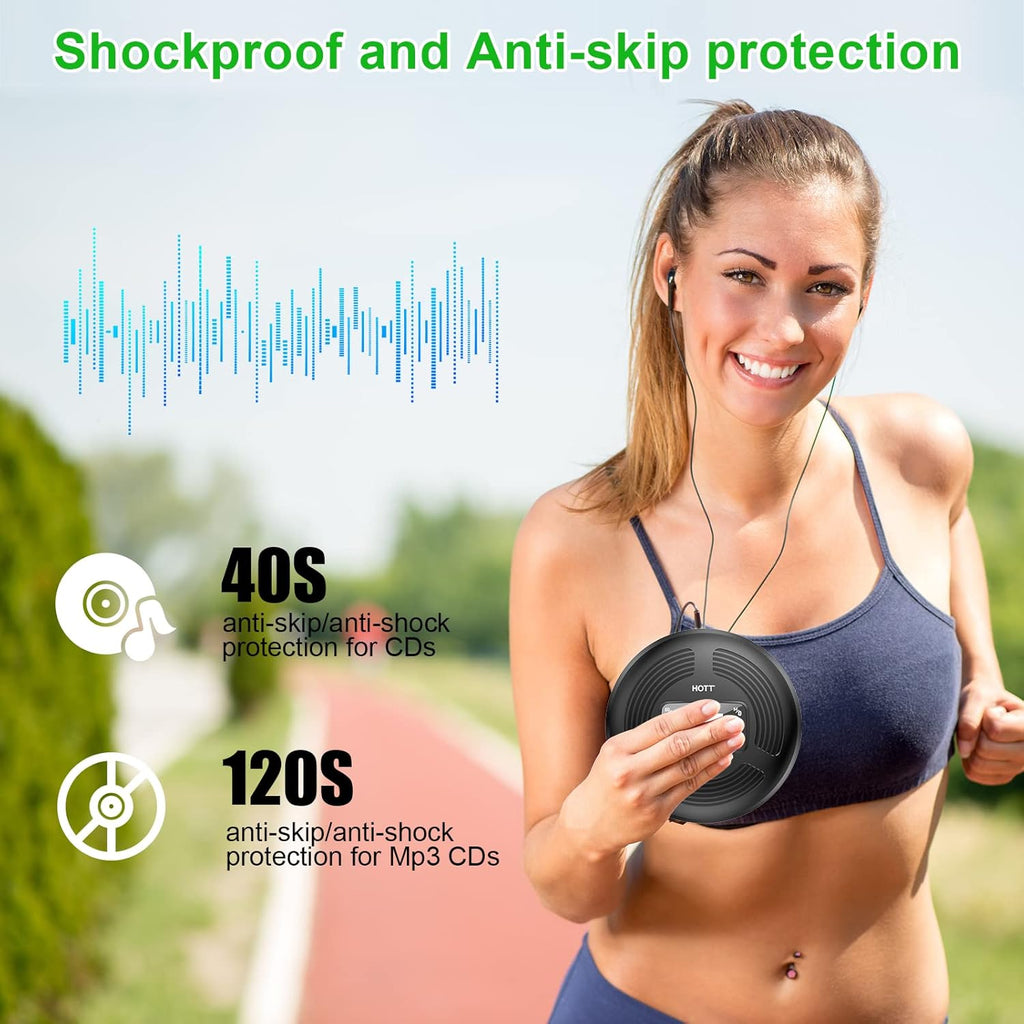 Portable CD Player with Bluetooth FM Transmitter AUX Output Rechargeable 1800mah R1280