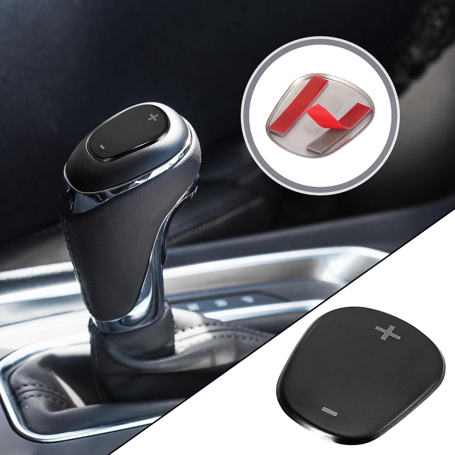 Stainless Steel Black Car Gear Shift Knob Cover Sticker S93445