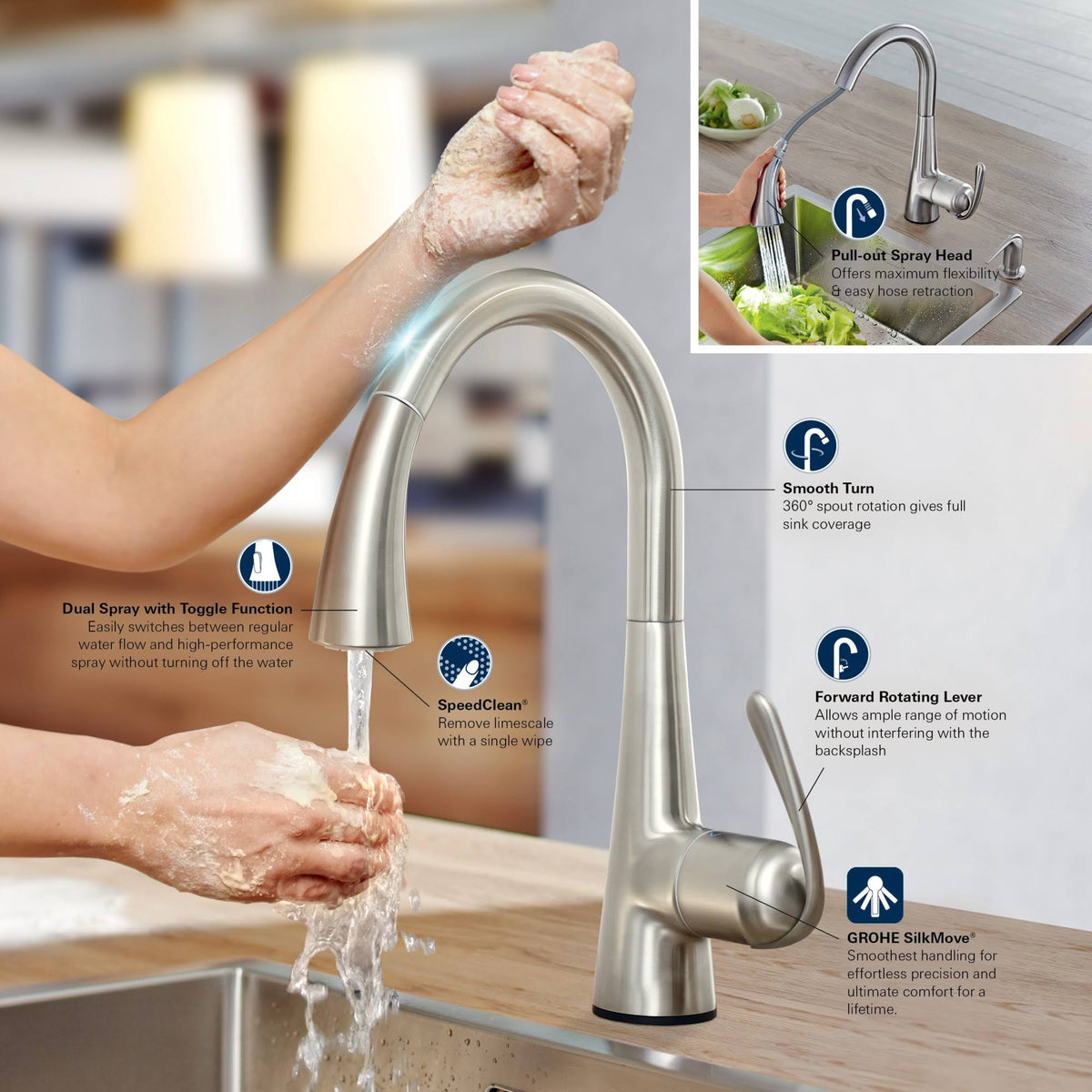 Single Handle Stainless Steel Kitchen Faucet U342430