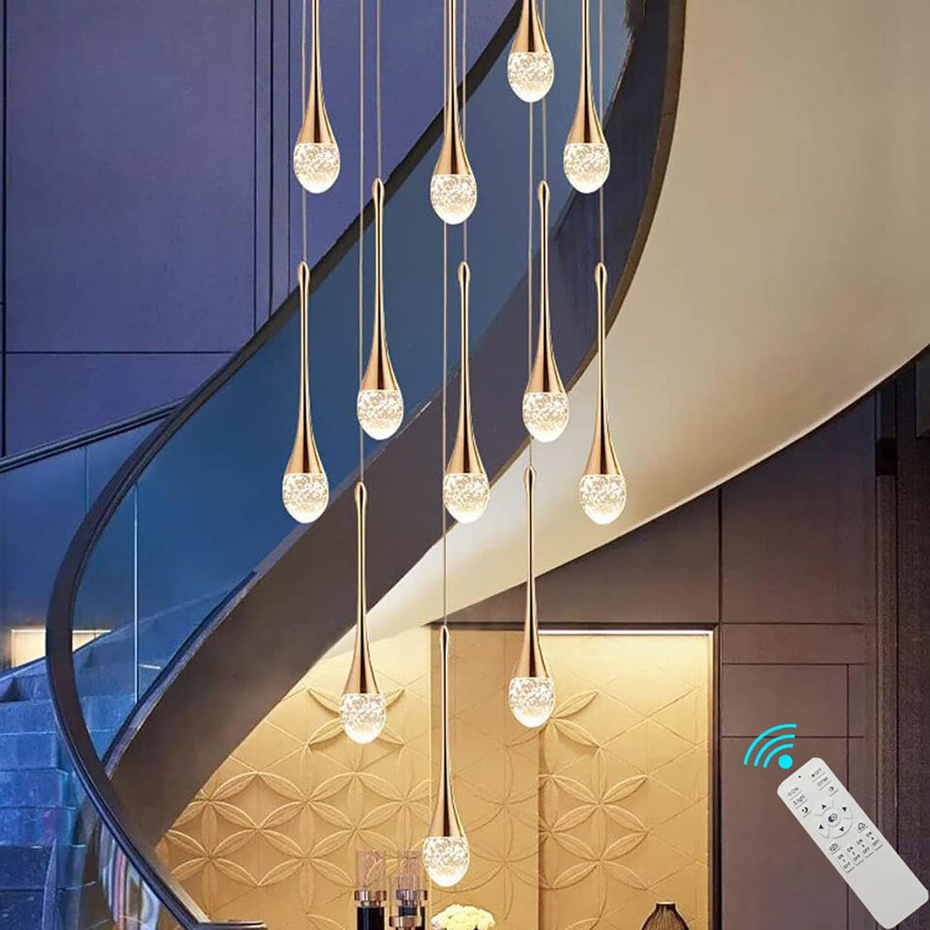 High Ceiling Dimmable Crystal Chandelier with LED Bulb Q121751