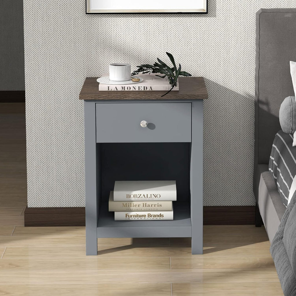 White 1-Drawer Wooden Nightstand H34600