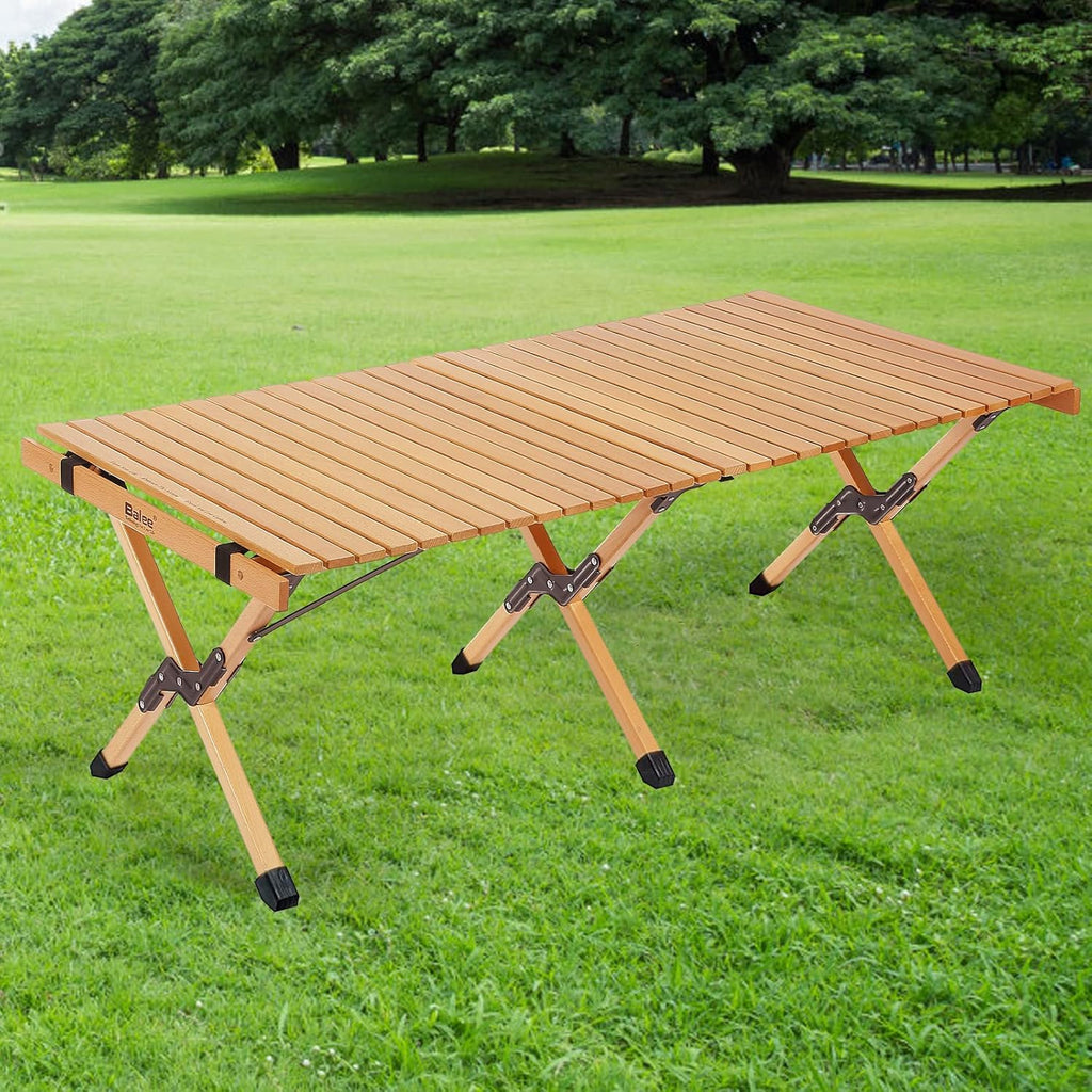 4ft Low Folding Solid Wood Picnic Table with Carry Bag K943611