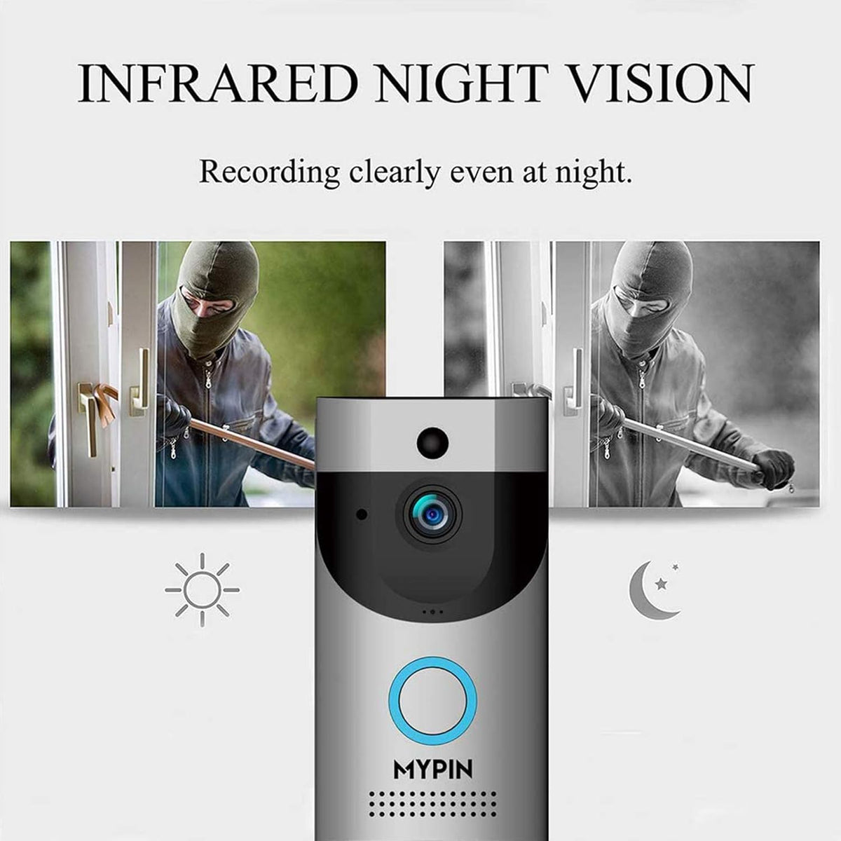Waterproof WiFi Doorbell Camera with Night Vision and Rechargeable Batteries F341