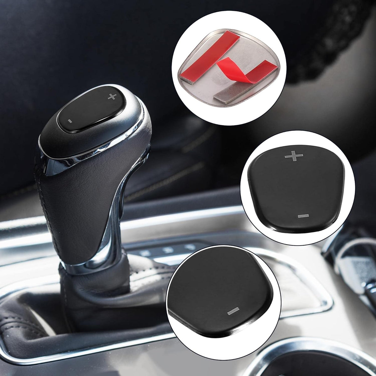 Stainless Steel Black Car Gear Shift Knob Cover Sticker S93445