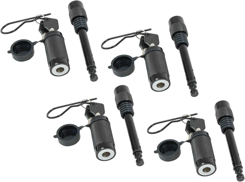 Black Trailer Hitch Lock, 1/2 Inch Pin Diameter, 4 Pack F74963