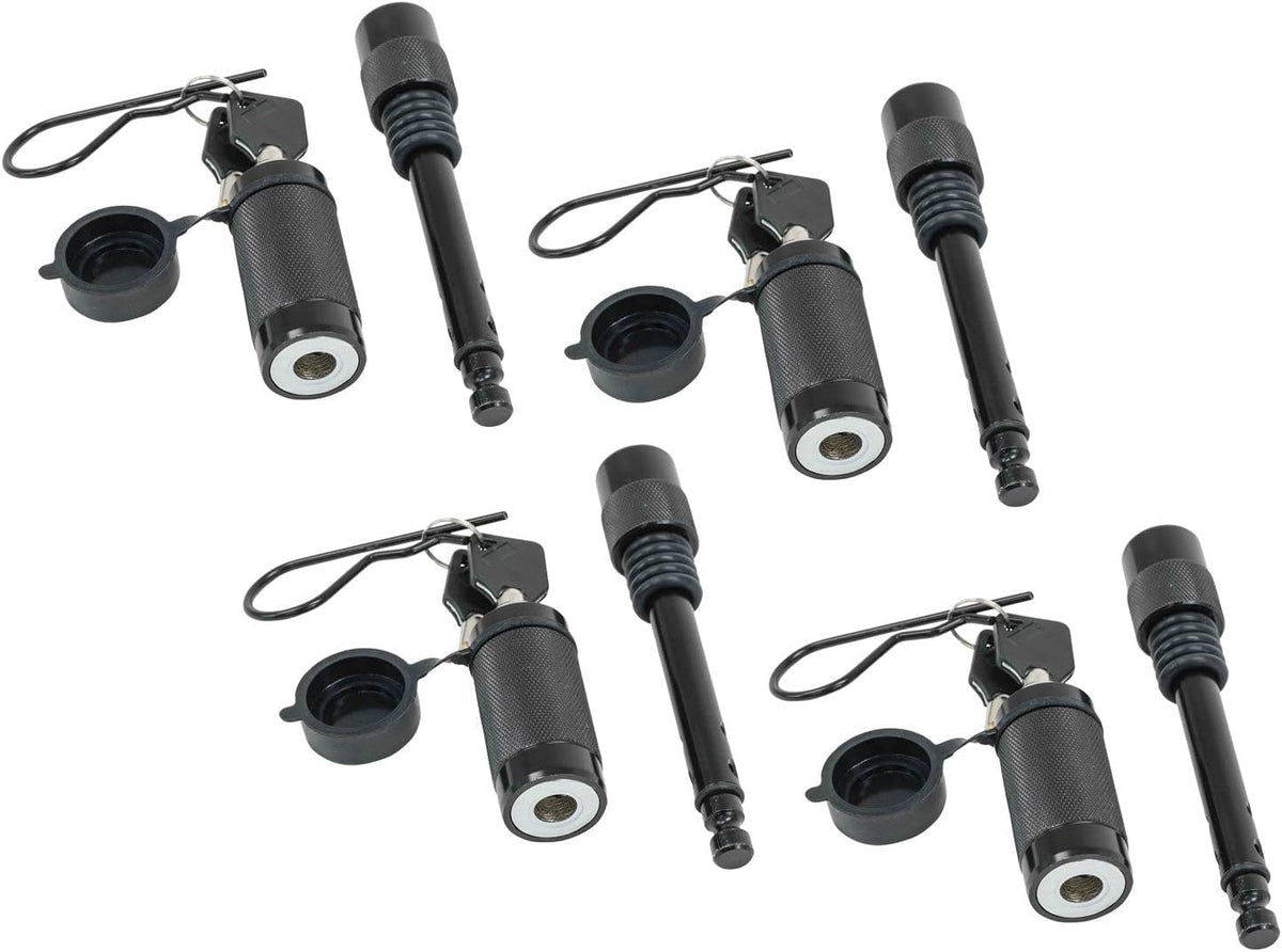 Black Trailer Hitch Lock, 1/2 Inch Pin Diameter, 4 Pack F74963