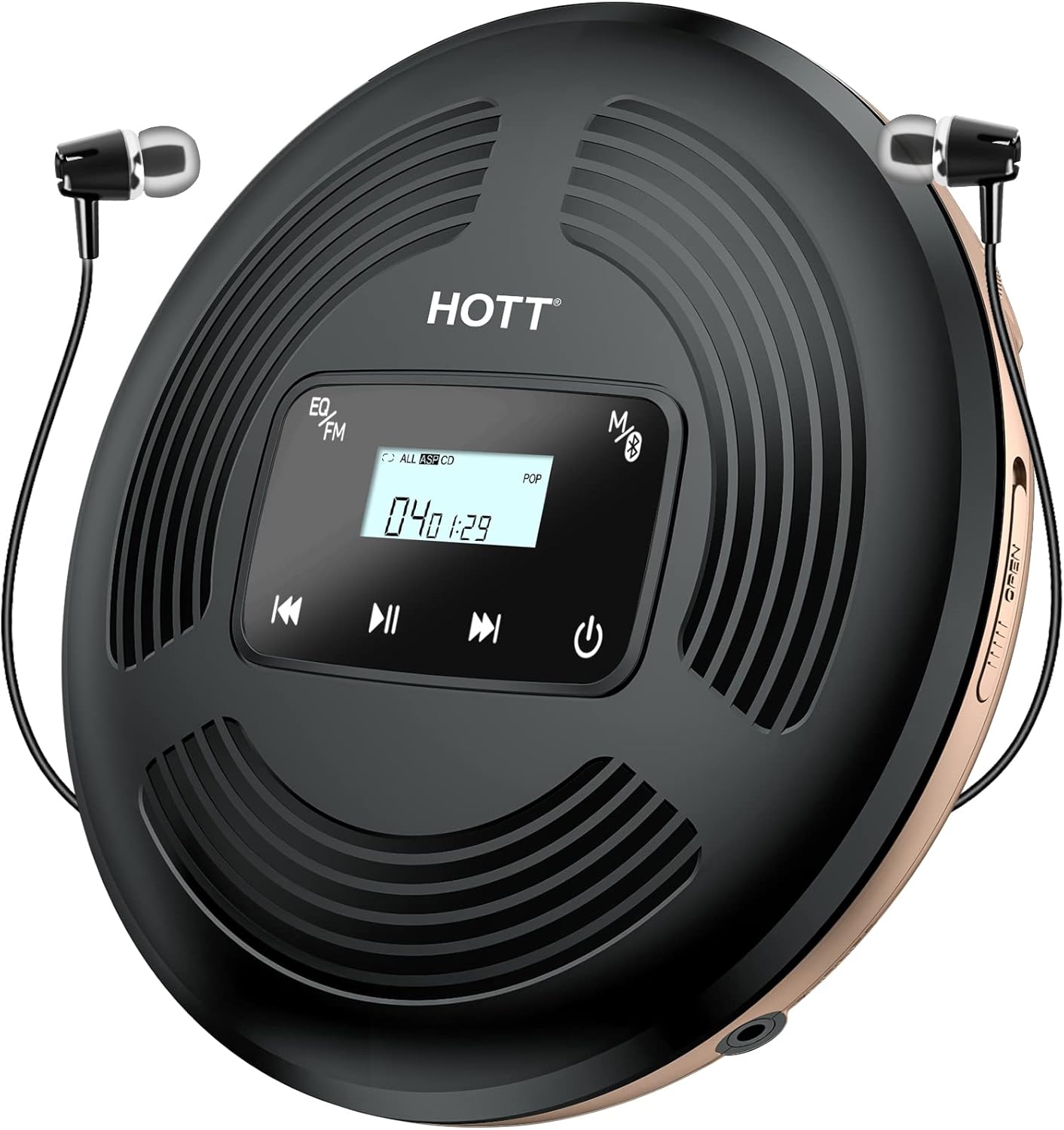 Portable CD Player with Bluetooth FM Transmitter AUX Output Rechargeable 1800mah R1280