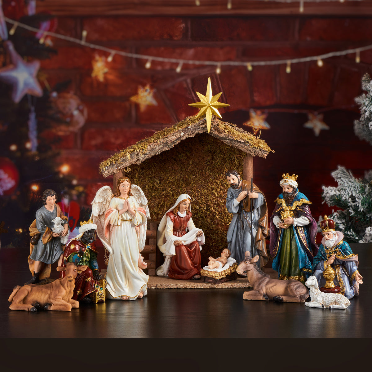 13 Pieces Resin Nativity Scene Set H4429