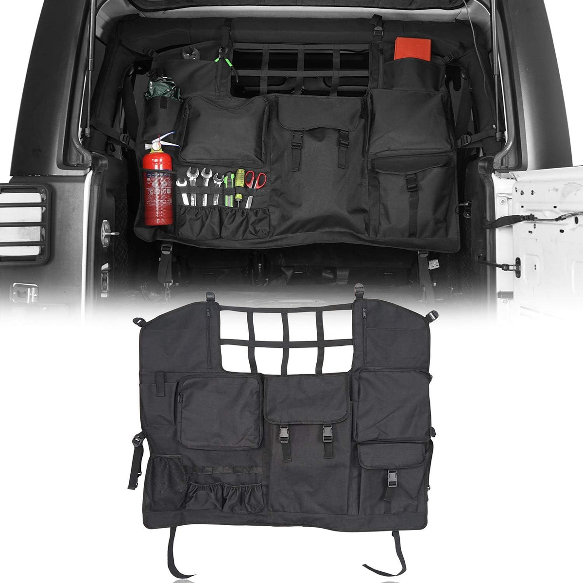 Rear Seat Cover Cargo Net Trunk Organizers Pouch Bags K8654