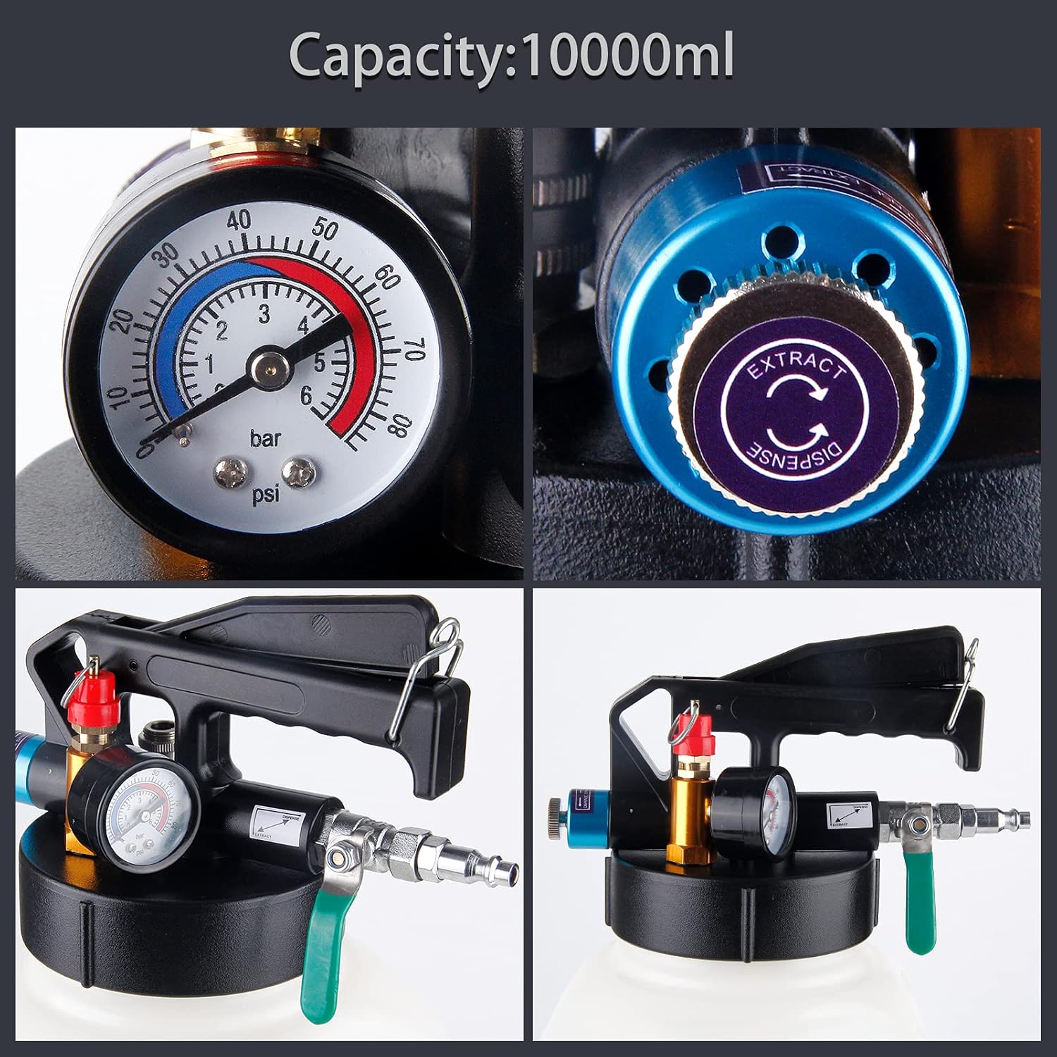 10L Pneumatic Fluid Extractor Dispenser Set ATF Refill Tool Kit B8834