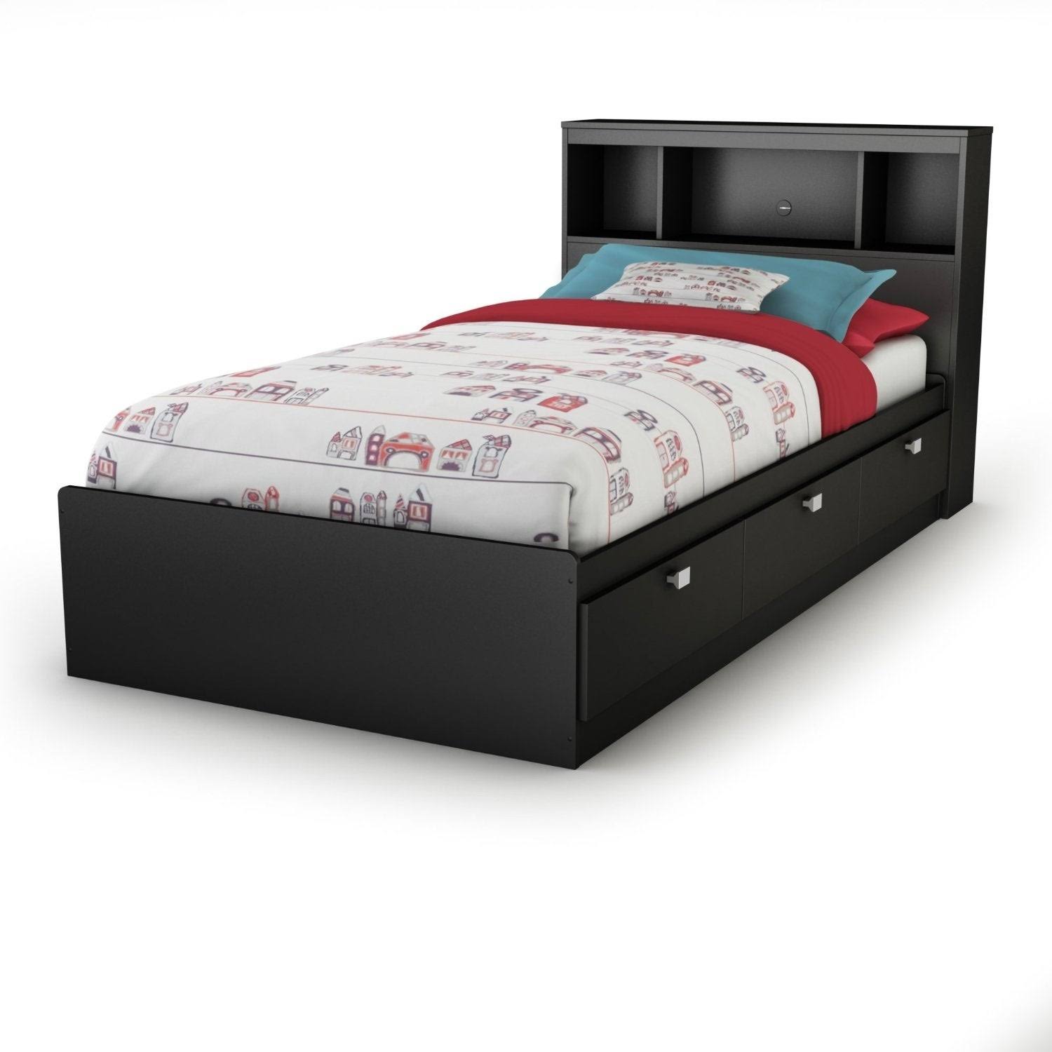 Twin-size Bookcase Headboard in Black Finish J904394