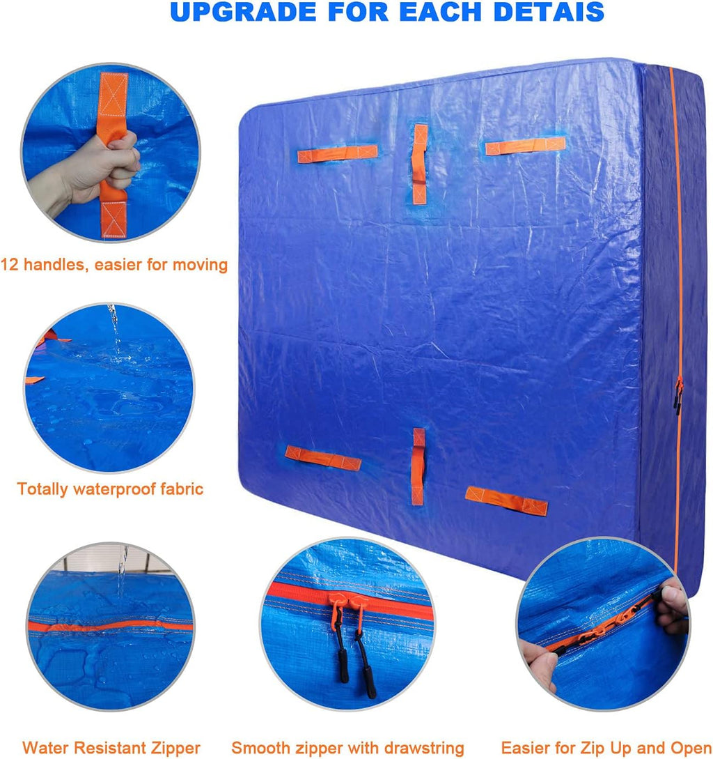 King Mattress Bags with 12 Reinforced Handles Waterproof Zipper Y4683