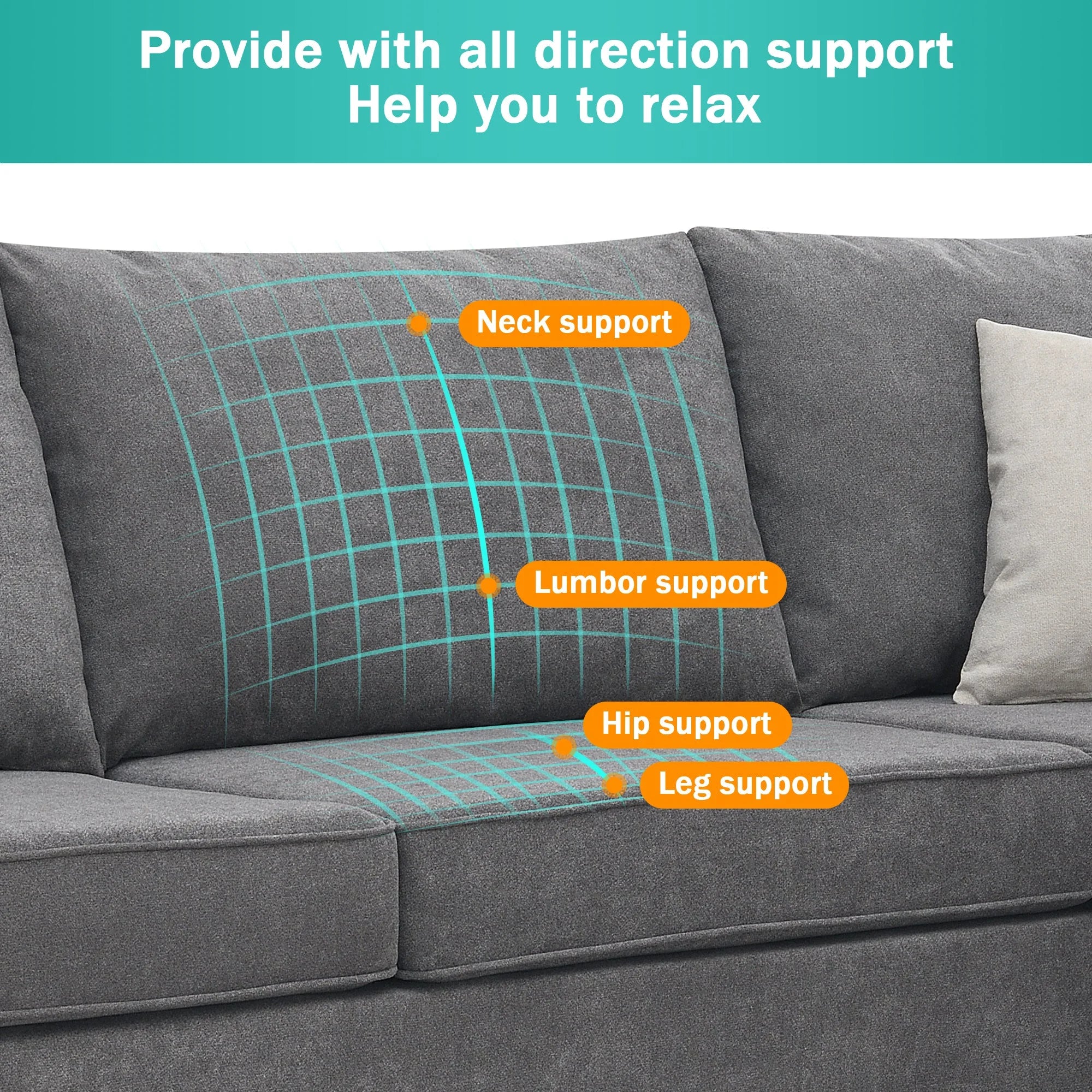 Gray Upholstered Sectional Sofa K108740