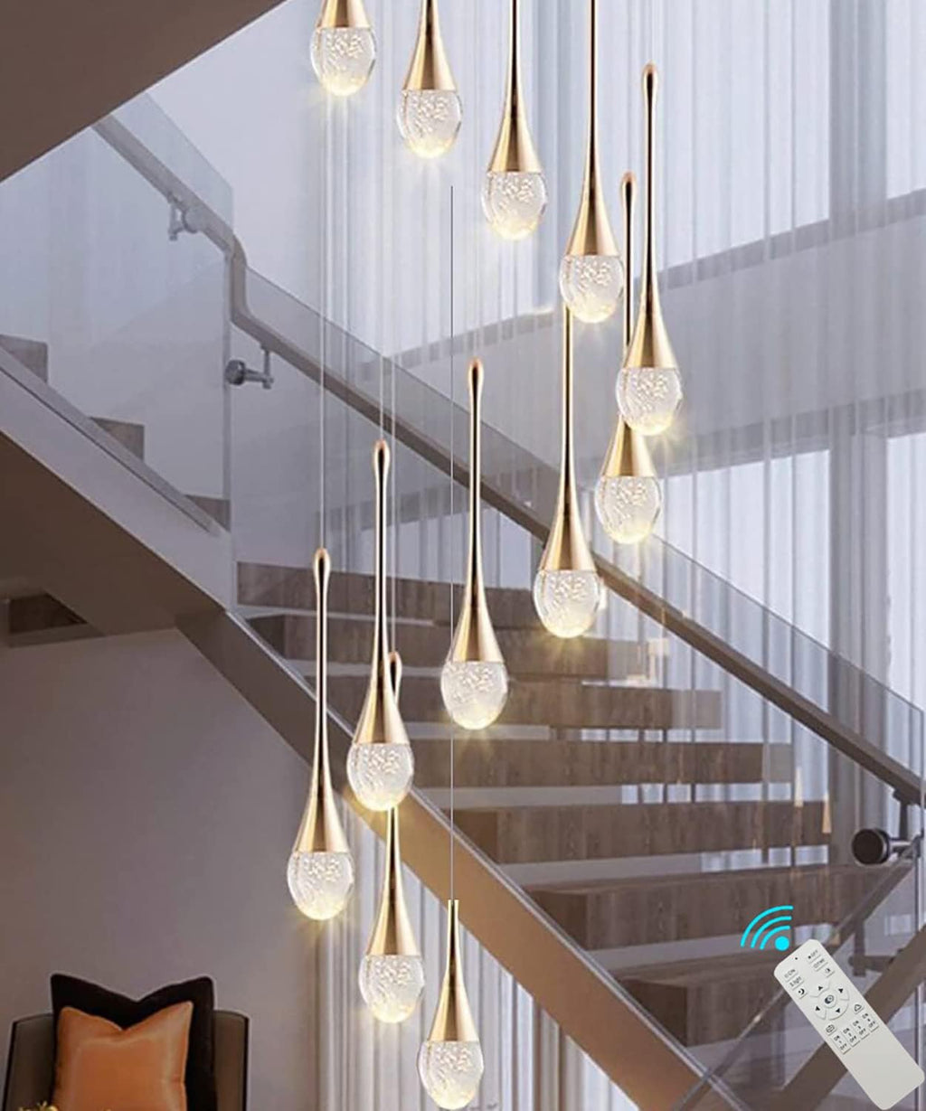 High Ceiling Dimmable Crystal Chandelier with LED Bulb Q121751
