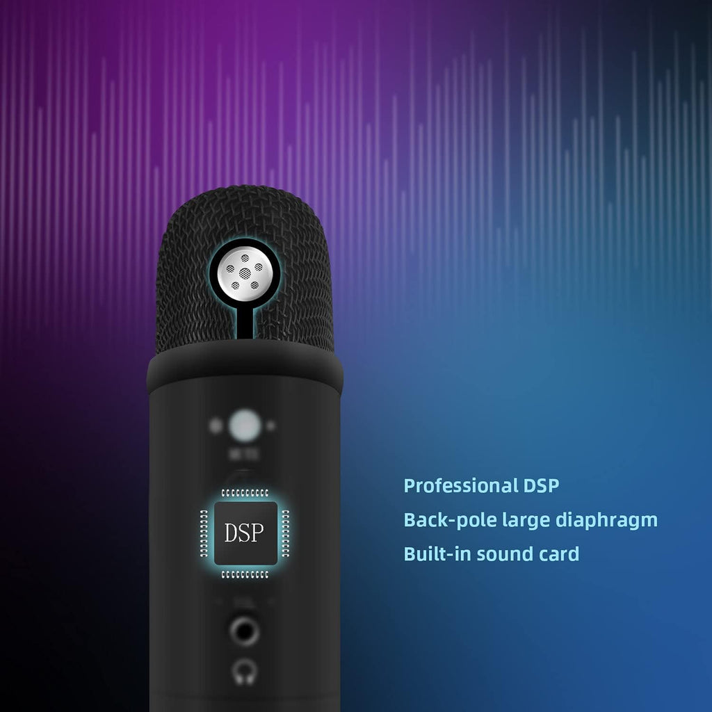 Black USB Condenser Microphone with Mute Button T2252