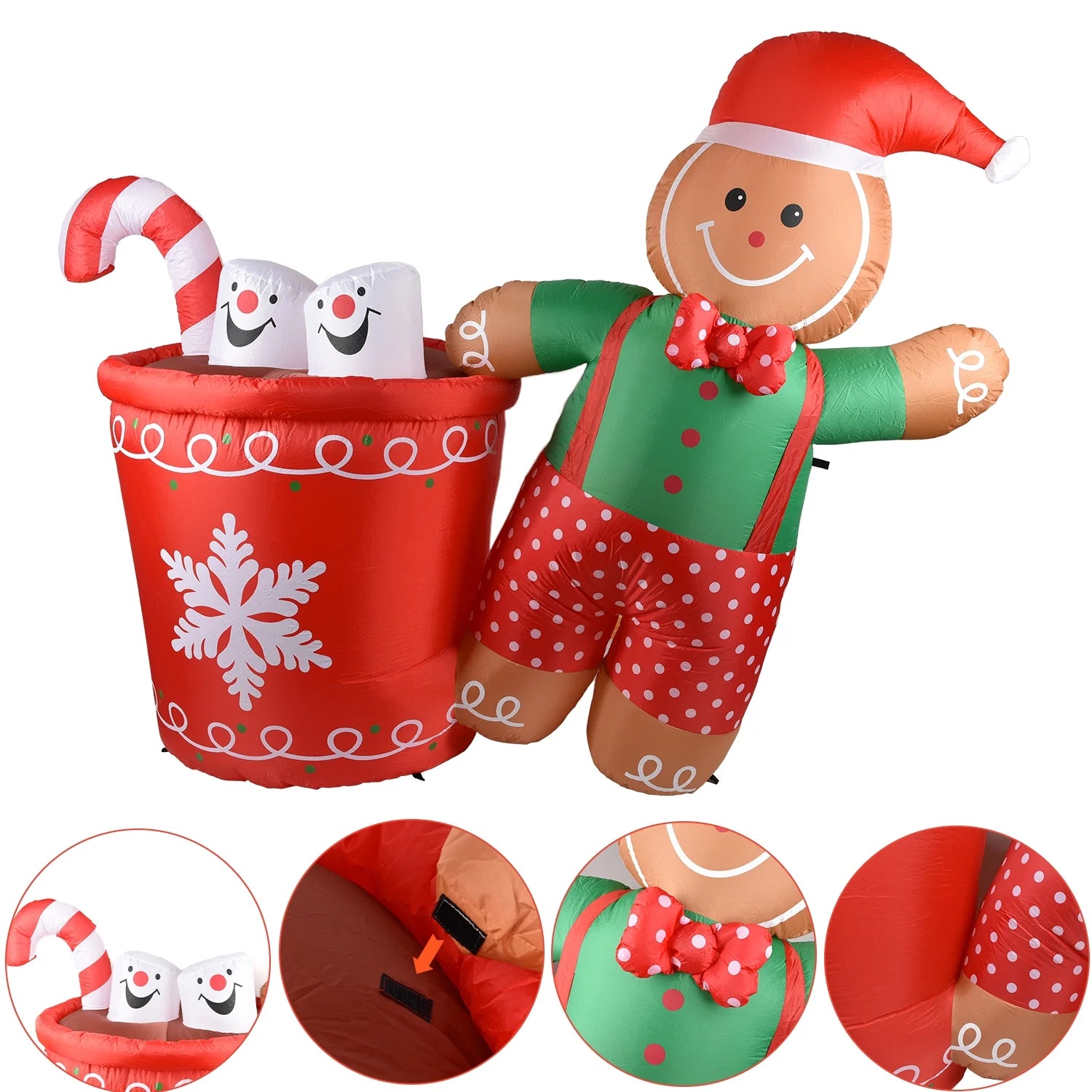 5.9ft Christmas Inflatable Gingerbread Man with LED Lights L12810