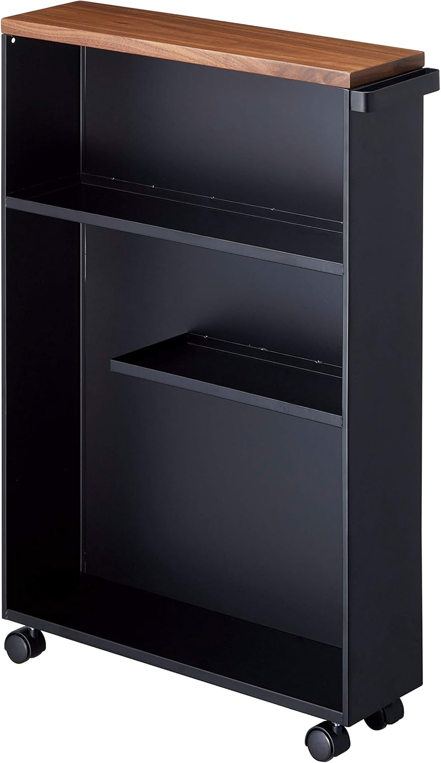 Black Rolling Slim Bathroom Cart With Handle M965081