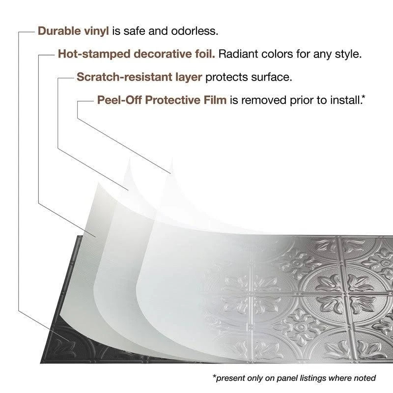 Brushed Aluminum Glue Up Ceiling Tile 5 Pack U588