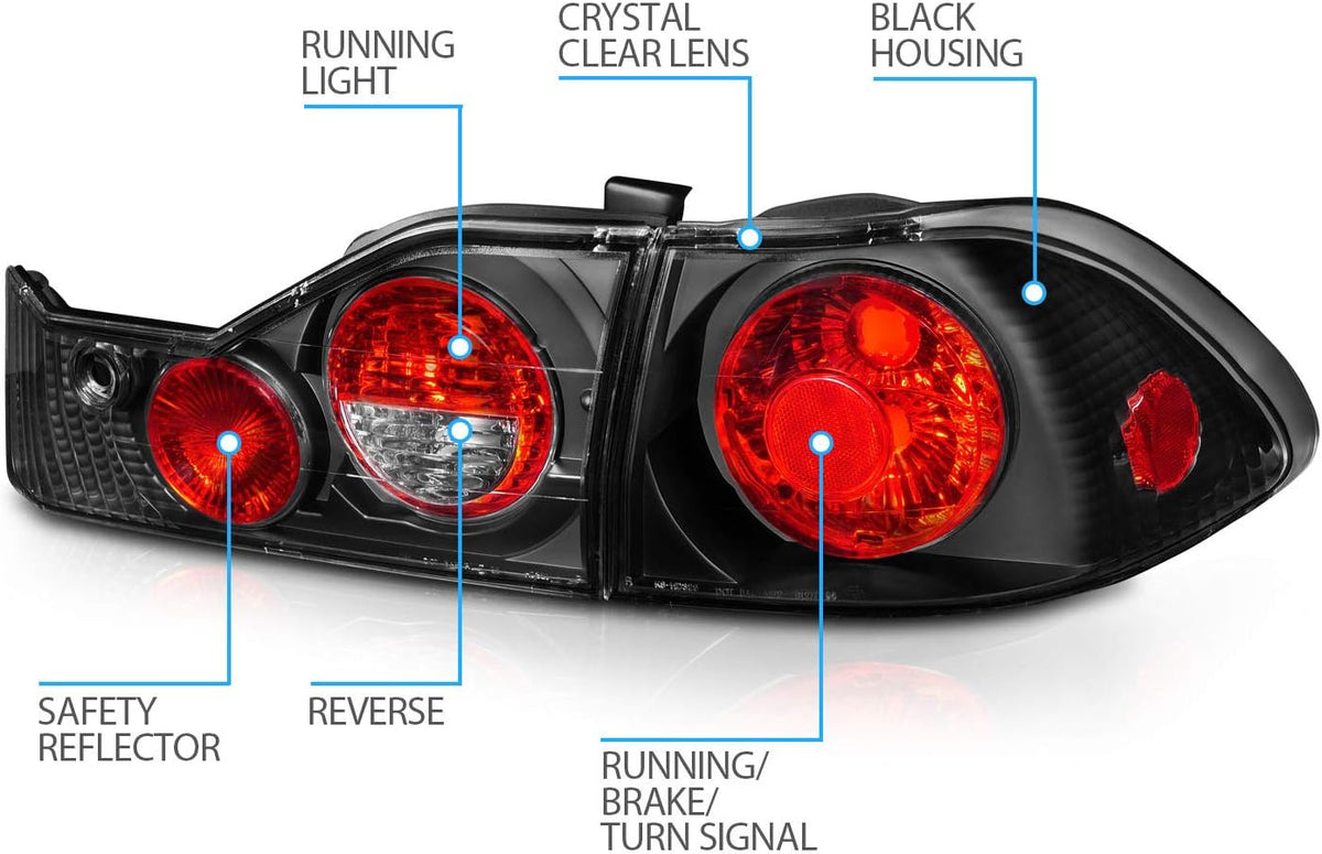4 Door Brake Taillights Black Set for Honda Accord D568