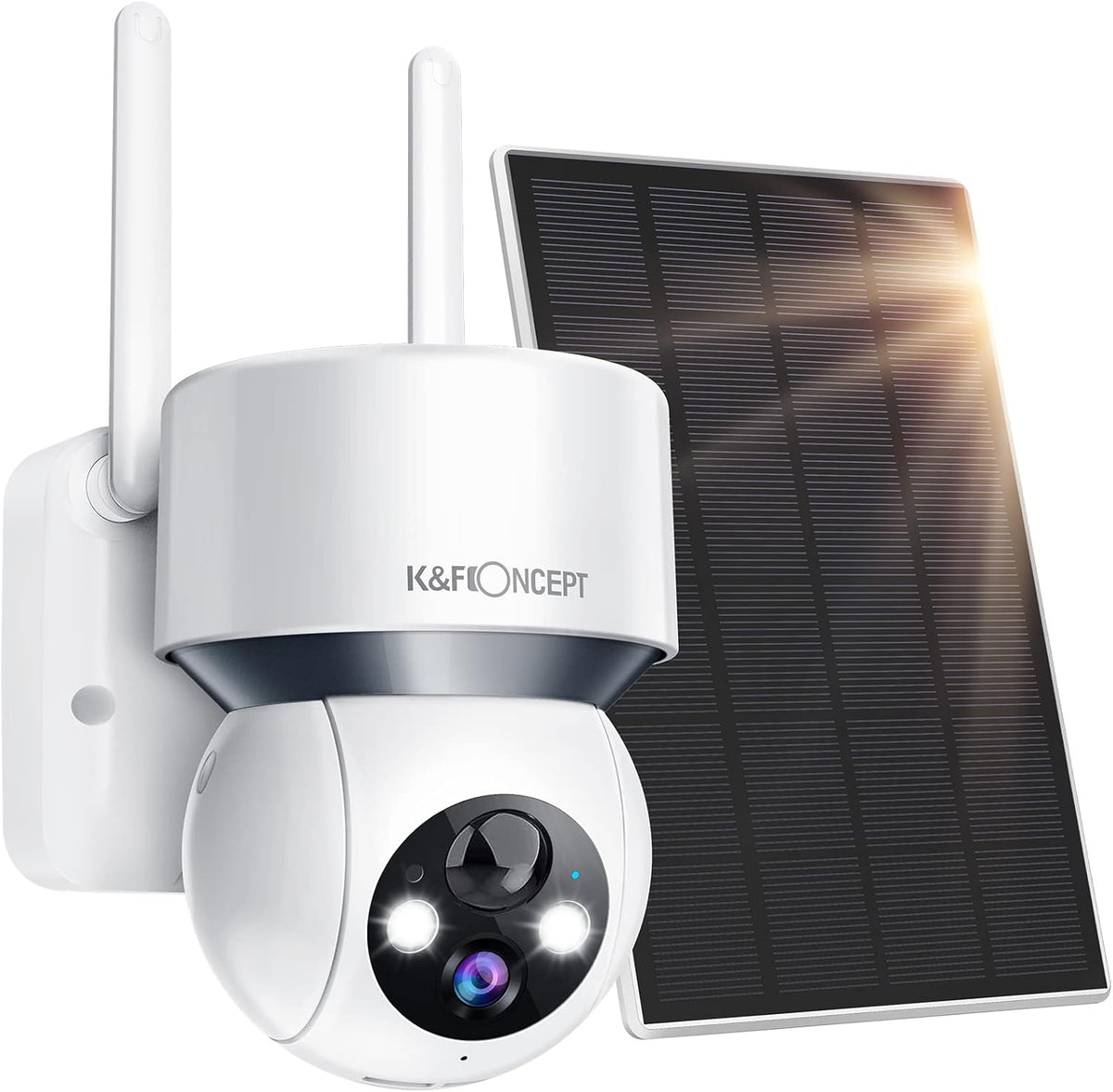 Solar Security Camera Outdoor, 360° PTZ Wireless, 1080P Battery Operated, Color Night Vision, PIR Motion Detection, 2 Way Audio, IP65 E4642