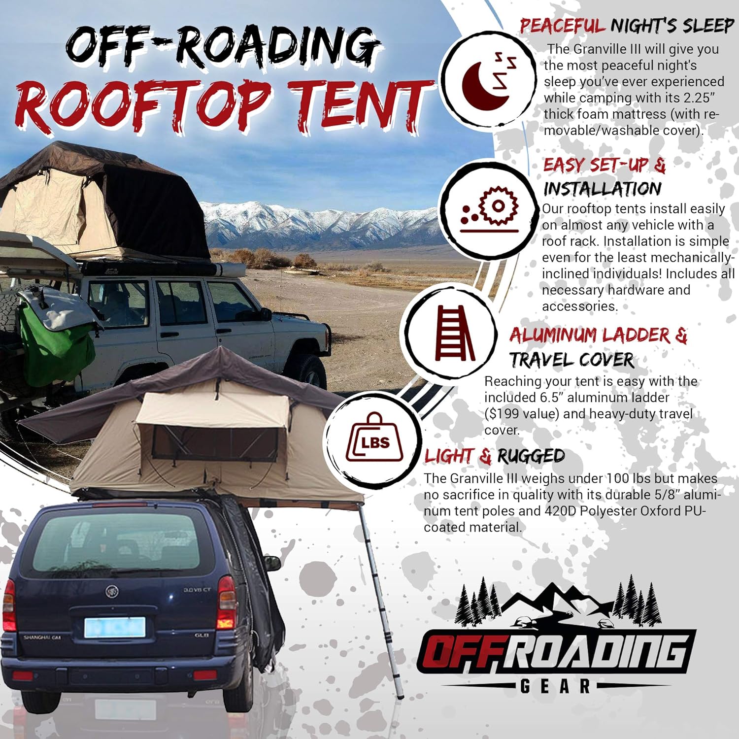 Tan Rooftop Tent for Truck SUV Car B660