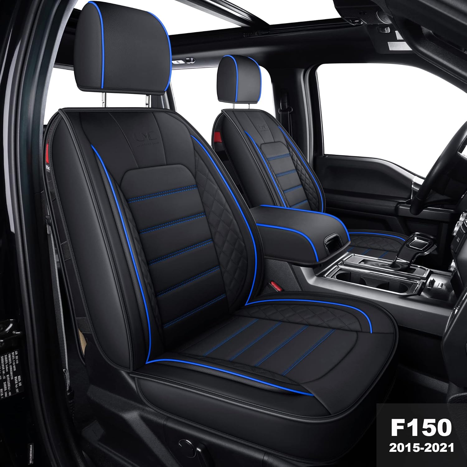 Black & Blue Waterproof Faux Leather Seat Covers F59677