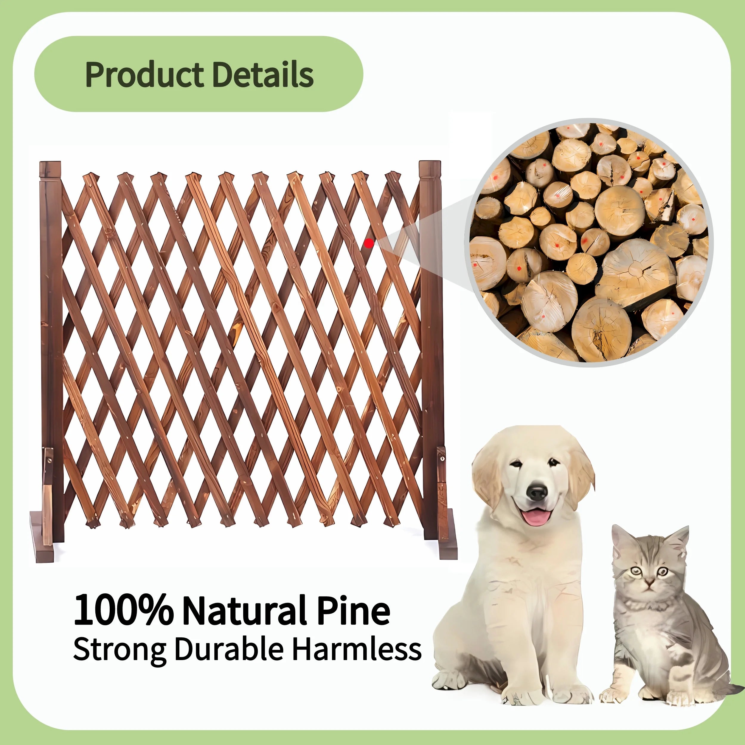 2 Pack Extendable Wood Fence Pet Gate F813
