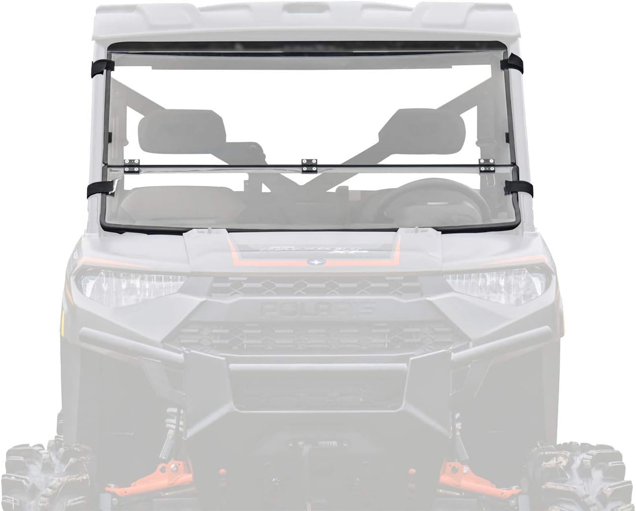 Non-Scratch Resistant Flip/Fold Down 2-in-1 Windshield for Polaris Ranger XP 900 / XP 900 Crew, 1/4 Thick Polycarbonate S3007