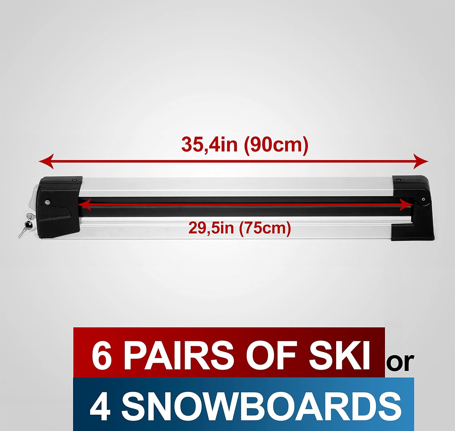 Universal Ski & Snowboard Car Rack with Anti-Theft Lock, 35 Fits Up to 6 Pairs of Skis or 4 Snowboards M390