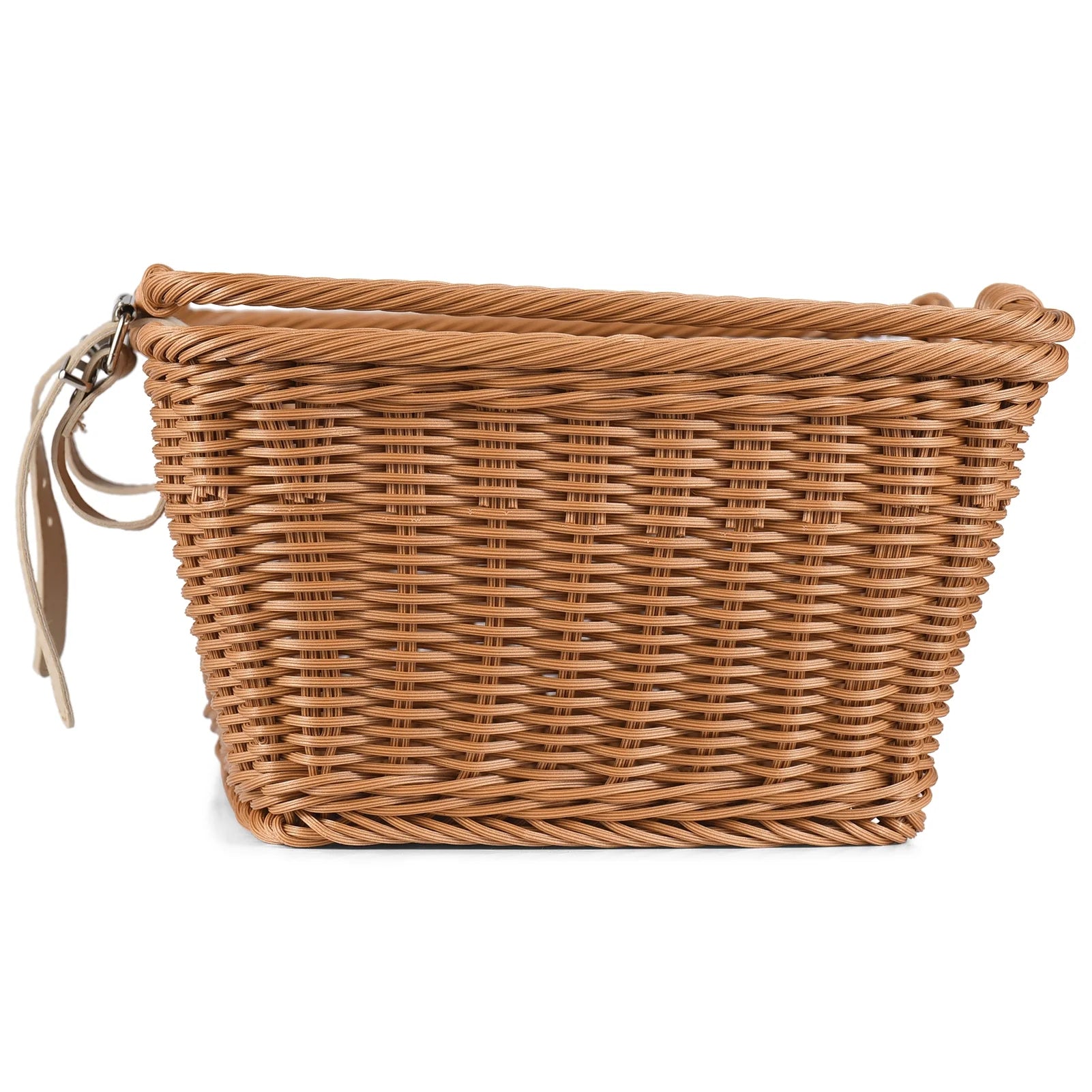 Hand-woven Wicker Handlebar Bike Basket with Leather G4748