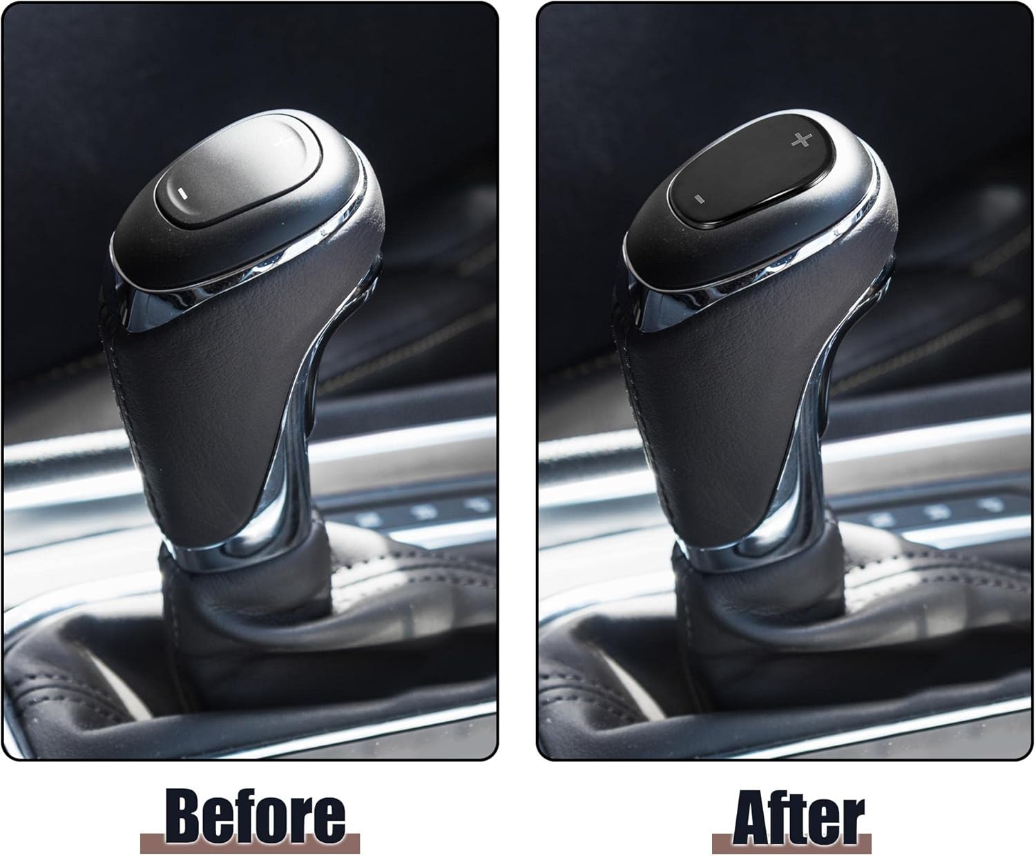 Stainless Steel Black Car Gear Shift Knob Cover Sticker S93445