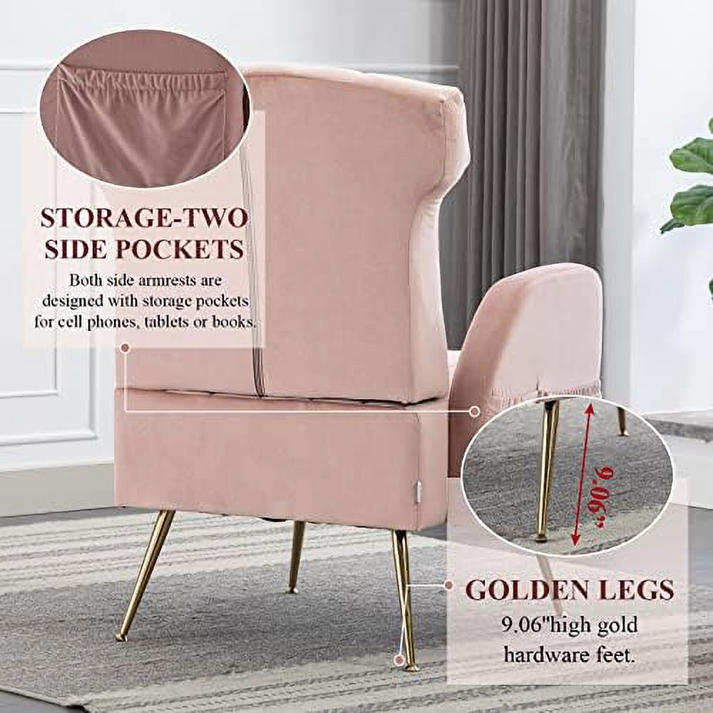 Emerald Velvet Wing Back Accent Chair with Metal Legs L920634